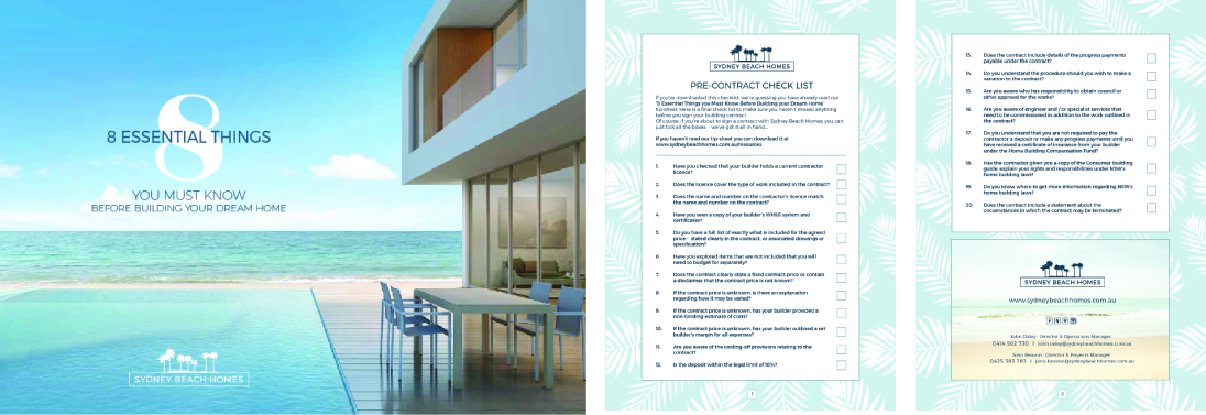 Sydney Beach Homes Essential Guide and Pre-contract Checklist